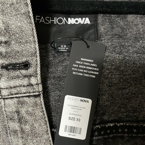 Fashion Nova - No Explanation Hooded Denim Jacket - Acid Wash Grey - XSmall - Picture 4 of 4